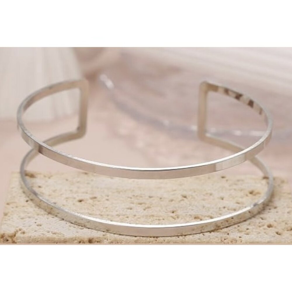 ADJUSTABLE SILVER UPPER-ARM CUFF BANGLE NWT - Picture 6 of 8